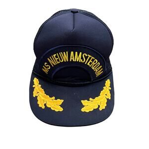 Vintage Mohrs Mens Blue MS Nieuw Amsterdam Adjustable Mesh Snapback Trucker Hat